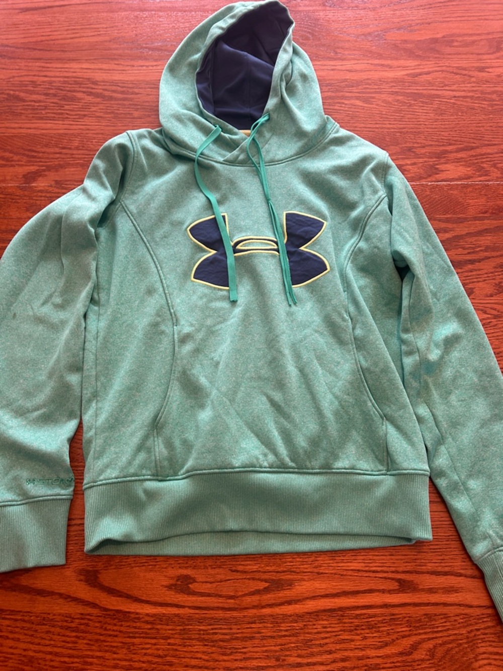 Under Armour Teal Green Pullover Hoodie with Navy Lining